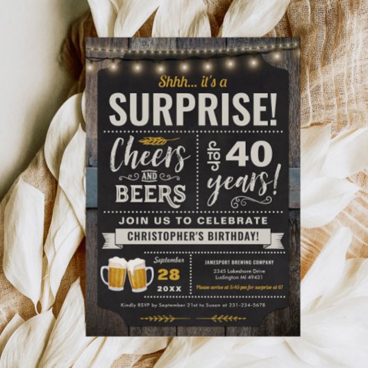 サプライズ応援とビアーズ40th誕生日招待状 招待状