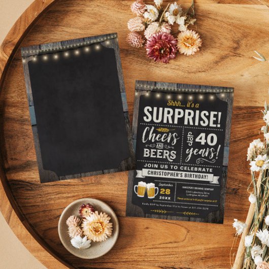 サプライズ応援とビアーズ40th誕生日招待状 招待状