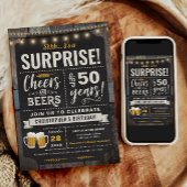 サプライズ応援とビアーズ50th誕生日招待状 招待状