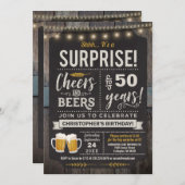 サプライズ応援とビアーズ50th誕生日招待状 招待状 (正面/裏面)