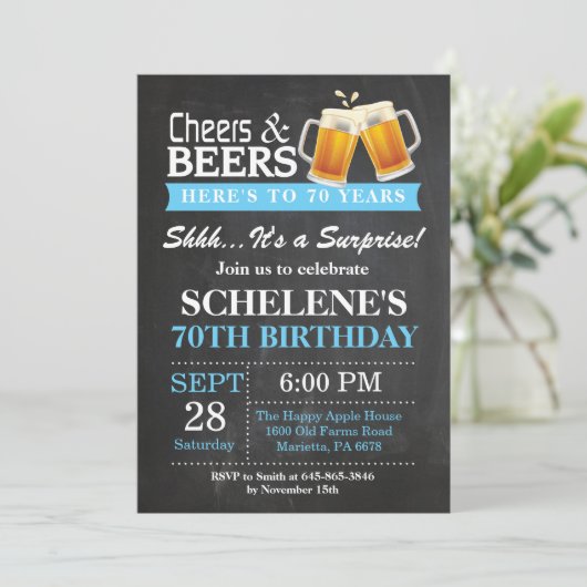 サプライズ応援とビアーズ70th誕生日招待状 招待状 (スタンド正面)