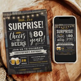 サプライズ応援とビアーズ80th誕生日招待状 招待状