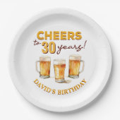 サプライズ応援とビール誕生日パーティー ペーパープレート (正面)
