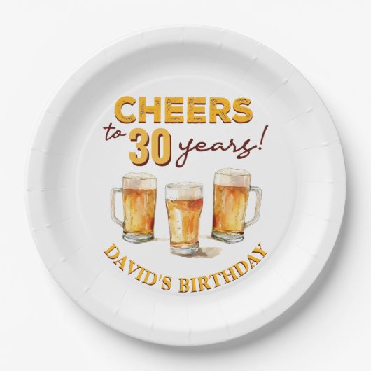 サプライズ応援とビール誕生日パーティー ペーパープレート (正面)