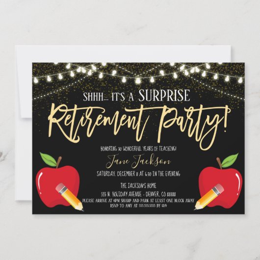 サプライズ教師退職パーティー招待状 招待状 (正面)