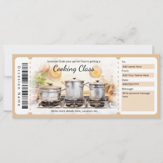 サプライズ料理教室ギフト券テンプレート 招待状 (正面)