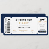 サプライズ旅行チケット 飛行機 旅行 搭乗券 招待状 (正面/裏面)