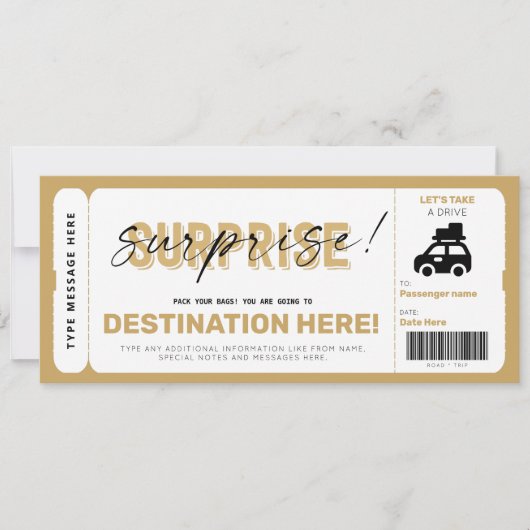 サプライズ旅行伝票道路旅行偽ギフトチケット (正面)