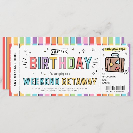 サプライズ旅行券 道路旅行 偽のプレゼントチケット 招待状 (正面/裏面)