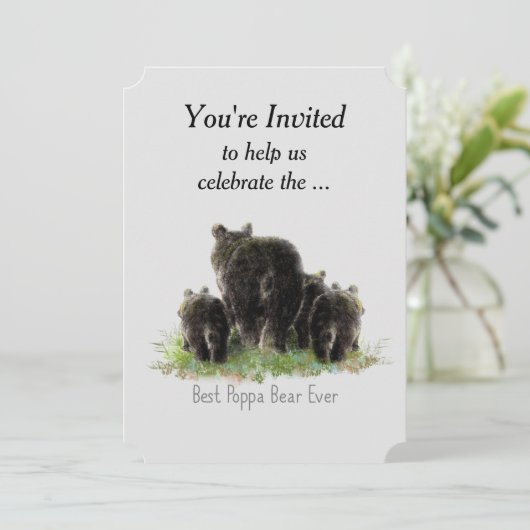 サプライズ最高の誕生日ポッパエバーおもしろいベア招待状 招待状 (スタンド正面)