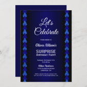サプライズ祝誕生日ブラックブルーパーティー 招待状 (正面/裏面)