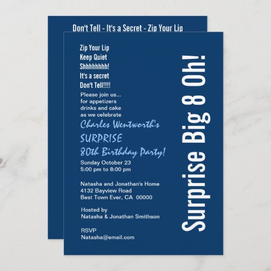 サプライズ第80回誕モダン生パーティー 招待状 (正面/裏面)