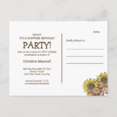 サプライズ素朴ひまわり40th誕生日はがき インビテーションポストカード (裏面)