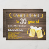 サプライズ素朴応援とビール30歳の誕生日 招待状 (正面/裏面)