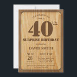 サプライズ素朴40th誕生日招待状ウッド 招待状<br><div class="desc">木素朴の背景と40歳のバースデ素朴ィー招待状。ヴィンテージレトロ国。大人誕生日。男性または女性誕生日。キッズボーイまたはガールレディ10代のティーンエイジ招待状。13日15日18日20日21日30日50日70日80日90日100日。任意の年齢さらにカスタマイクリックズを行う場合はカスタマイズ、「IT」ボタンをクリックし、このテンプレートを変更するために当社のデザインツールを使用する。</div>
