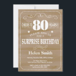 サプライズ素朴80th誕生日招待状 招待状<br><div class="desc">サプライズ素朴80th誕生日招待状。白タイポグラフィ。木目素朴背景大人誕生日。男性または女性誕生日。キッズボーイまたはガールレディ10代のティーンエイジ招待状。13日15日18日20日21日30日50日70日80日90日100日。任意の年齢さらにカスタマイクリックズを行う場合はカスタマイズ、「IT」ボタンをクリックし、このテンプレートを変更するために当社のデザインツールを使用する。</div>