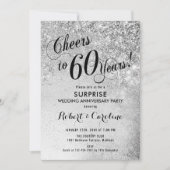 サプライズ結婚60周年記念 – シルバー 招待状 (正面)