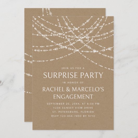 サプライズ記念日婚約パーティ 招待状 (正面/裏面)