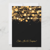 サプライズ誕生日きらめく金ゴールドライト&スター 招待状 (裏面)