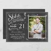 サプライズ誕生日の招待21 Chalkboard 素朴 招待状 (正面/裏面)