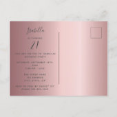サプライズ誕生日ほこりっぽいバラピンクの写真の招待状 ポストカード (裏面)