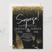 サプライズ誕生日エイジモダンブラック金ゴールド 招待状 (正面)