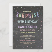 サプライズ誕生日チョーク水玉模様パーティの招待状 招待状 (正面)