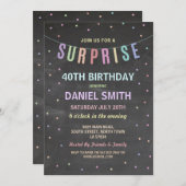 サプライズ誕生日チョーク水玉模様パーティの招待状 招待状 (正面/裏面)