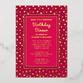 サプライズ誕生日ディナーパーティーエレガントフローラ 箔招待状 (正面)