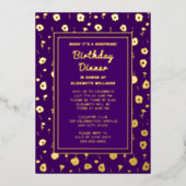 サプライズ誕生日ディナーパーティーエレガントフローラ 箔招待状 (正面)