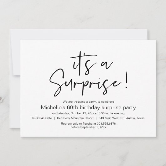 サプライズ誕生日ディナーパーティー 招待状 (正面)