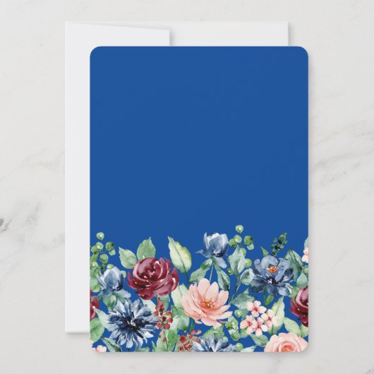 サプライズ誕生日ネイビーブルーブルゴーニュパーティー 招待状 (裏面)