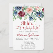 サプライズ誕生日ネイビーブルーブルゴーニュパーティー 招待状 (正面)