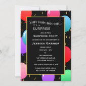 サプライズ誕生日バルーンとカスタム紙吹雪時代 招待状 (正面)