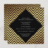 サプライズ誕生日パーティアールデコ幾何学的金ゴールド 招待状 (正面/裏面)