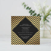 サプライズ誕生日パーティアールデコ幾何学的金ゴールド 招待状 (スタンド正面)