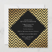 サプライズ誕生日パーティアールデコ幾何学的金ゴールド 招待状 (正面)