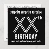 サプライズ誕生日パーティカスタムー年白黒 招待状 (正面/裏面)