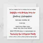 サプライズ誕生日パーティカスタムー年白黒 招待状 (裏面)