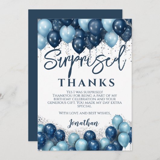 サプライズ誕生日パーティーありがとう サンキューカード (正面/裏面)