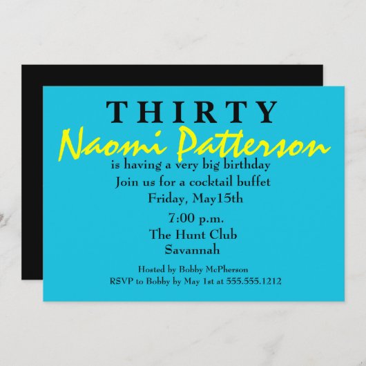 サプライズ誕生日パーティーだ!30 招待状 (正面/裏面)