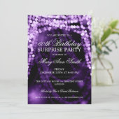 サプライズ誕生日パーティーのストリングライト紫 招待状 (スタンド正面)