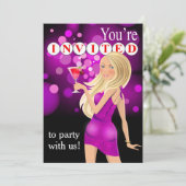 サプライズ誕生日パーティーの女の子 | 紫 招待状 (スタンド正面)