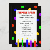 サプライズ誕生日パーティーの招待状のドット 招待状 (正面/裏面)
