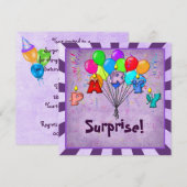 サプライズ誕生日パーティーの招待状 招待状 (正面/裏面)