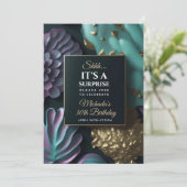 サプライズ誕生日パーティーの招待,抽象芸術,金ゴールド 招待状 (スタンド正面)