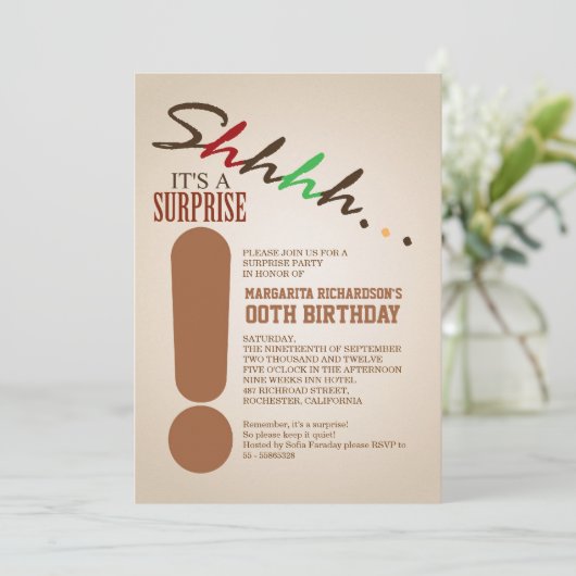 サプライズ誕生日パーティーの活字招待状 招待状 (スタンド正面)