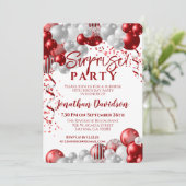 サプライズ誕生日パーティーの赤い風船 招待状 (スタンド正面)
