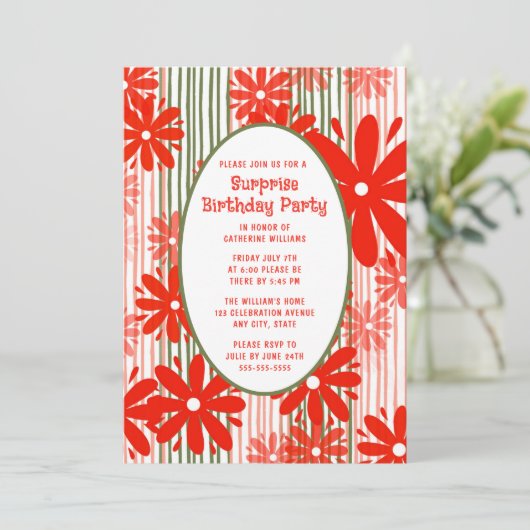サプライズ誕生日パーティー招待任意の年齢フローラ 招待状 (スタンド正面)