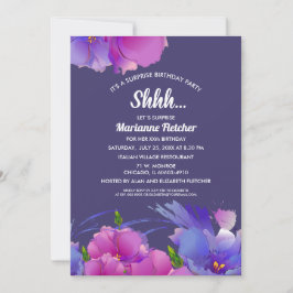 サプライズ誕生日パーティー。水彩フローラ招待状 招待状